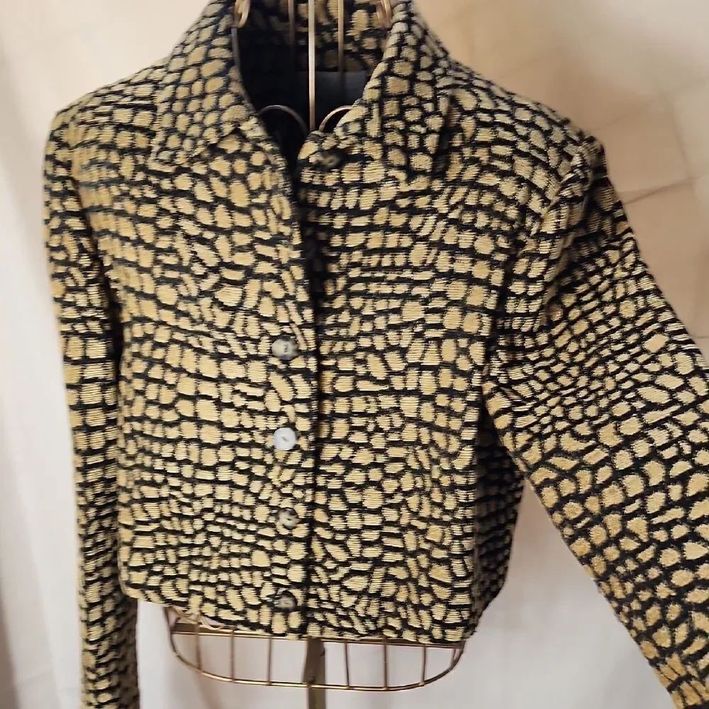 Vintage Emil Rutenberg Cropped Button Up  Animal Print Jacket Blazer Size L